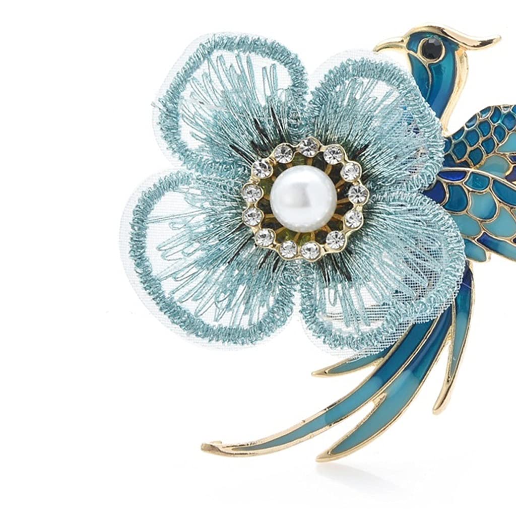 GHJKLZNMRU Brooch Enamel Bird Lace Flower Brooches Women 2